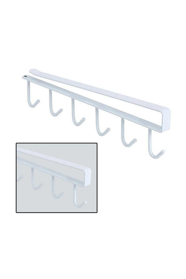 Living and Home Cups Storage 6 Hooks Kitchen Utensil Hanging Hook Rack Holder Under Cabinet Closet