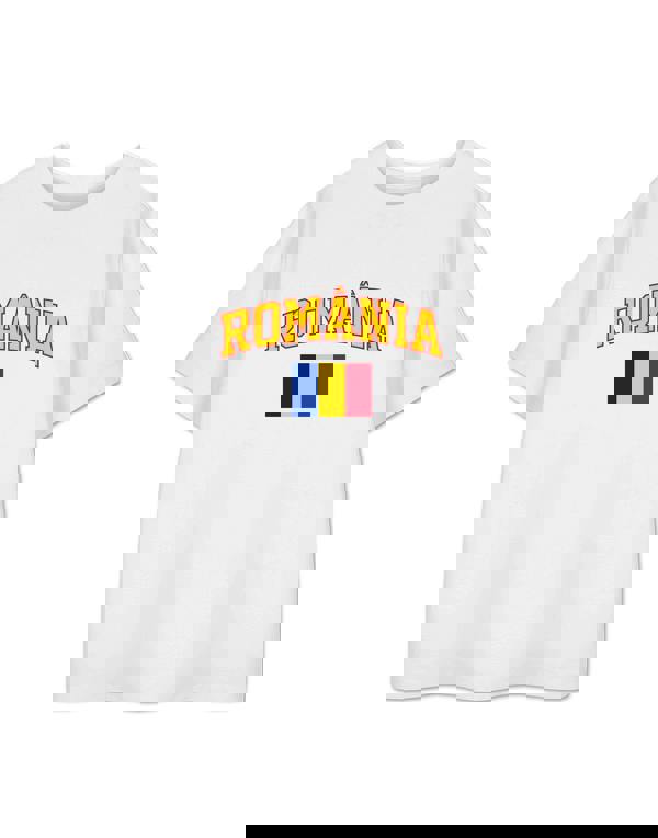 Show Me The Merch Unisex Kids White Romania Short Sleeved T-Shirt