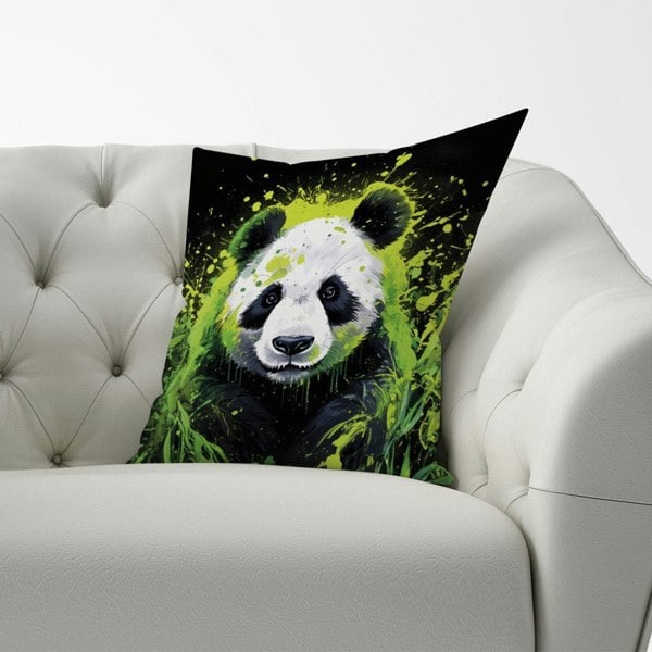 Warren Reed Green Splashart Panda Face Cushions