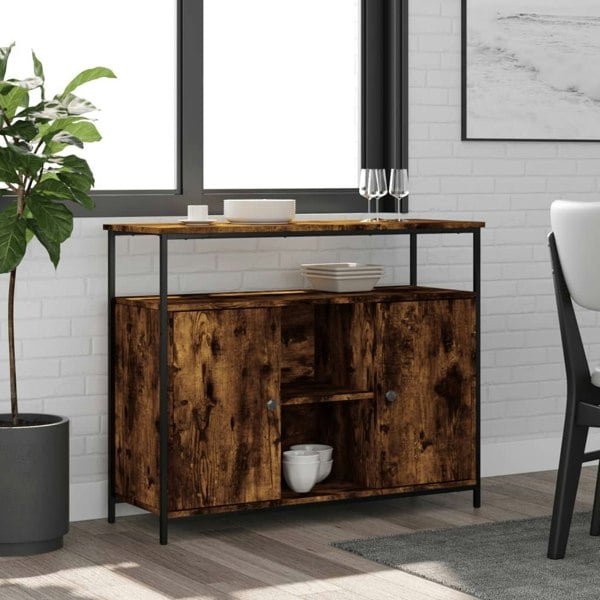 Berkfield Sideboard Smoked Oak 100x35x80 cm Engineered Wood