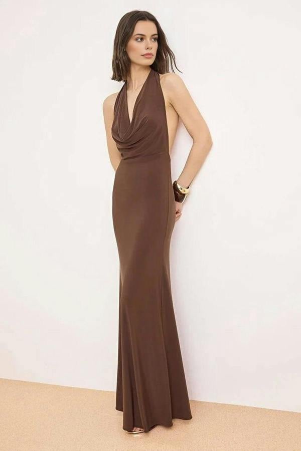 WOVCOR Plain Maxi Evening Dress
