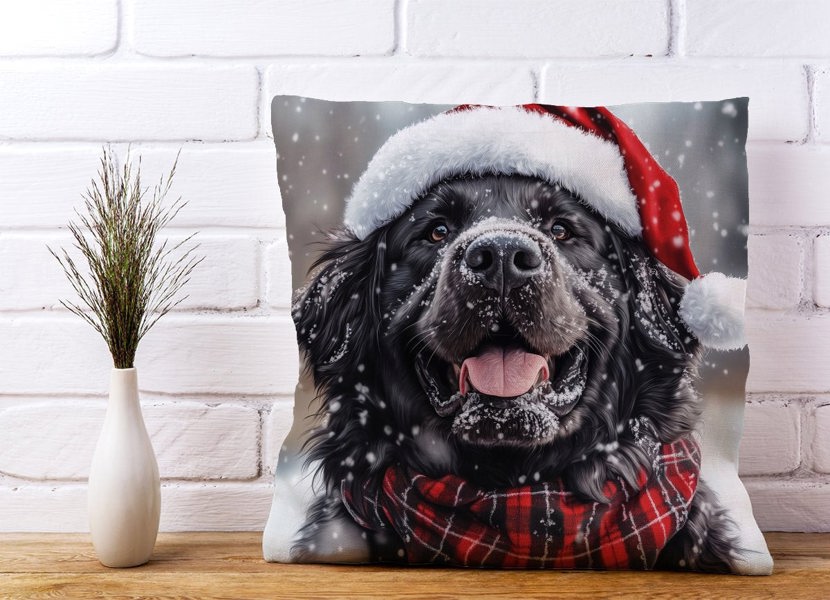 Warren Reed Christmas Newfoundland Cushion