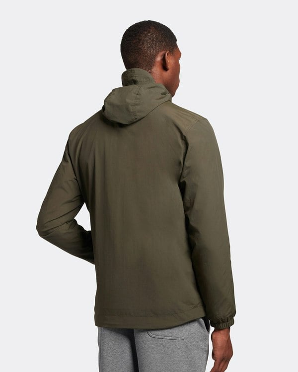 Lyle & Scott Branded Hooded Short Lightweight Jacket - Olive