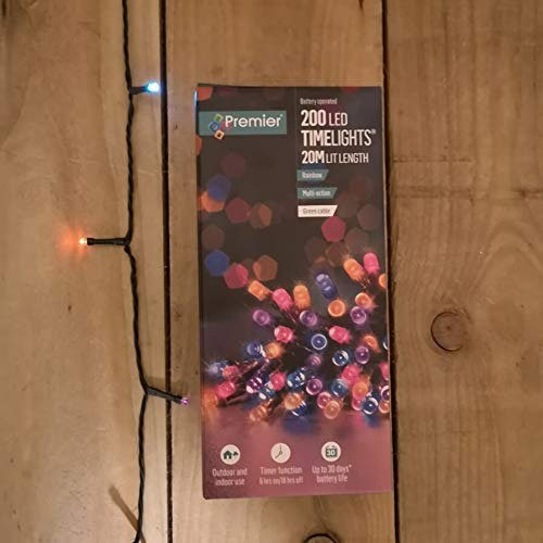Samuel Alexander 20m Multi Function Battery Operated Rainbow LED Fairy Lights Christmas Decoration with Timer