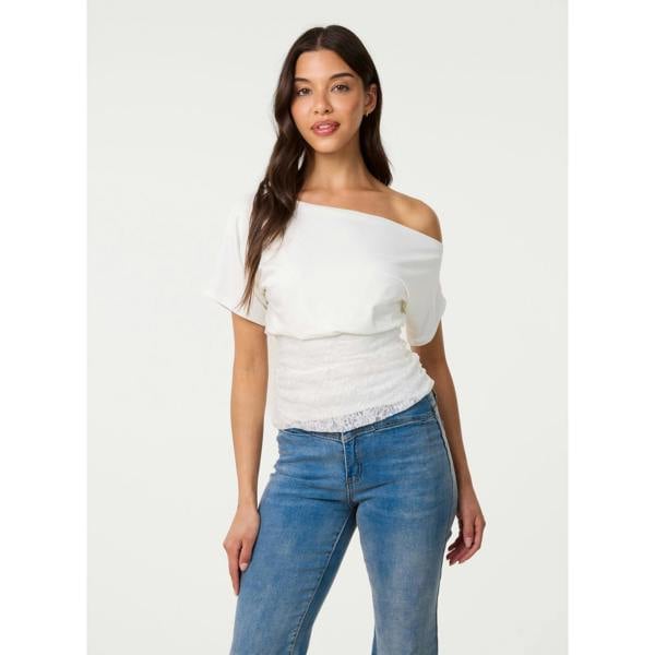 Pink Vanilla Slinky Puffball Top With Lace