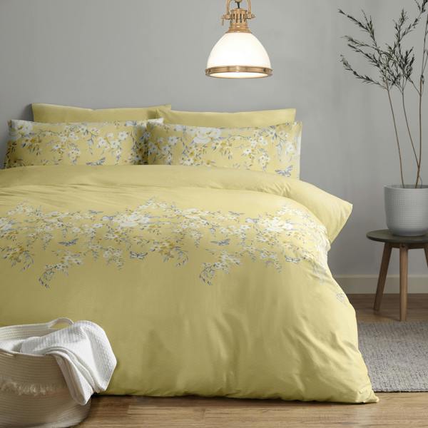 Bellissimo Home Yellow Blossom Border Duvet Cover Set
