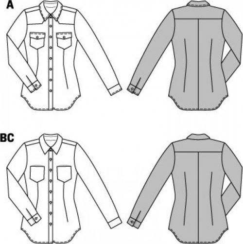 Burda Sewing Pattern 6849 Shirts and Tops For Women, 6-8-10-12-14-16 - Intermediate