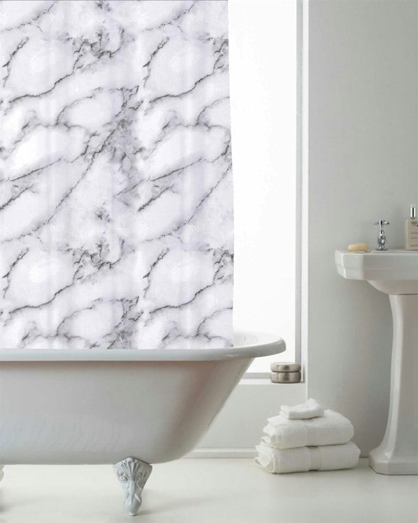 Country Club Marble White Shower Curtain