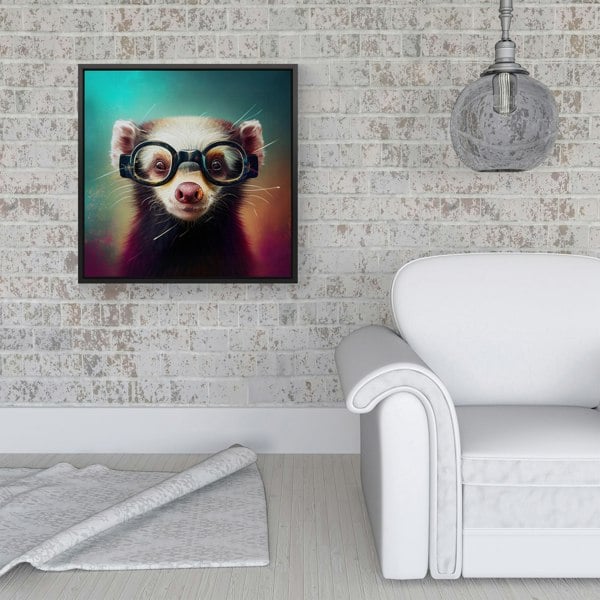 Warren Reed Ferret Splash Art Framed Canvas