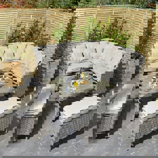 Rattan Effect Corner Dining Set with Adjustable Height Table