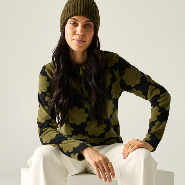 Regatta Womens Orla Kiely Sun Daisy Half Zip Fleece - Olive