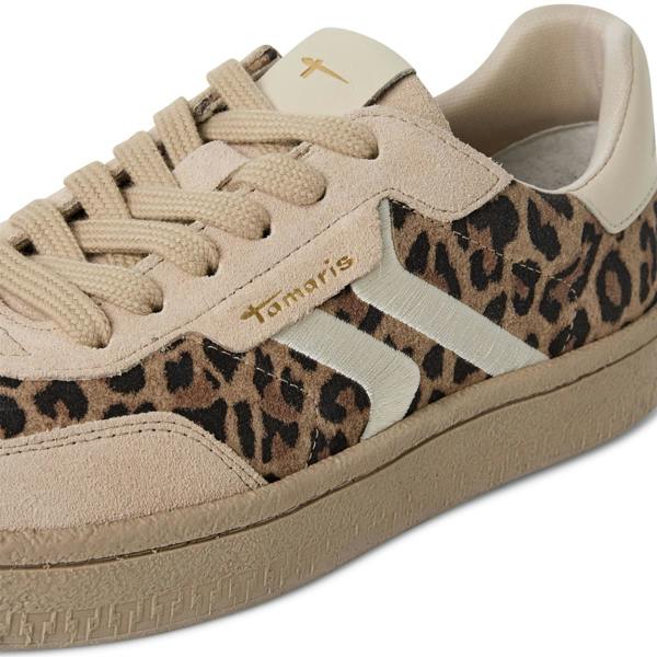 Tamaris Womens Leapord Brown Suede Leather Fashion Lace Up Sneakers