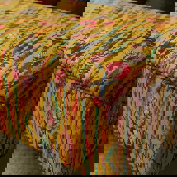 Versatile storage ottoman used as coffee table and seating option