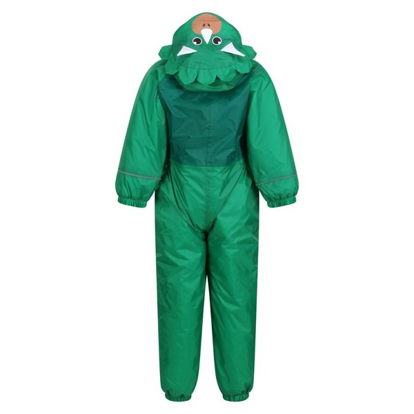 Regatta Childrens / Kids Mudplay III Dinosaur Waterproof Puddle Suit - Jellybean Green