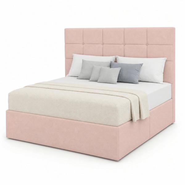 Great British Beds Cube Divan Bed - Pink Plush