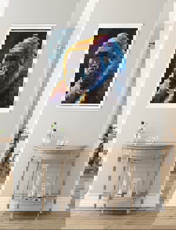Exceptional Art Gorilla Print 'Power' by Amy Ansell - Strong White Square Frame