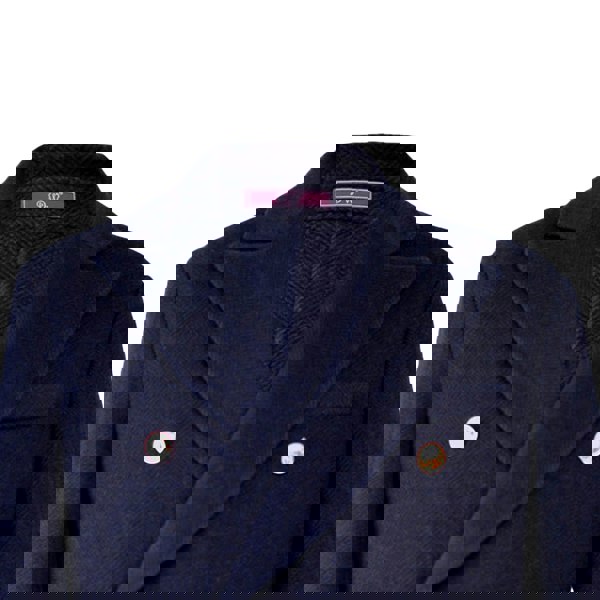 David WeJ DW Signature Double Breasted Wool Overcoat - Navy