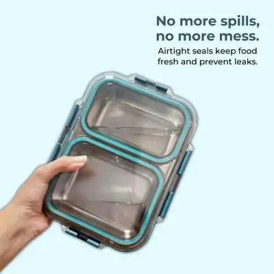 Avifresh Trio Insulated SS Lunch Box -Light Blue