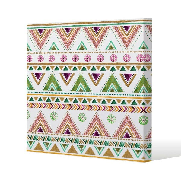 Benjamin Tate Design Colorful Striped gold style triangles (Canvas Print)