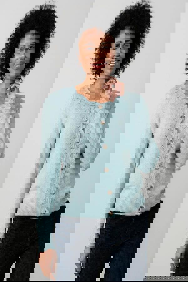 Lily & Me Layla Pointelle Knit Cardigan Ice Blue