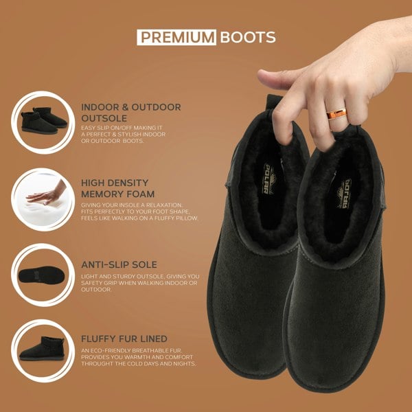 VIVA Women's Faux Fur Lined Boot Slippers - Memory Foam Anti-Slip Sole