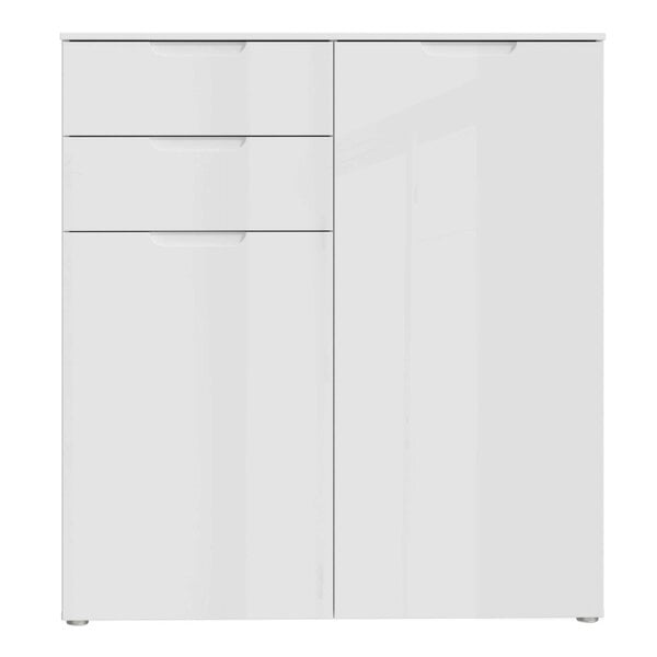 Wyld Haus Leipzig White Gloss Chest of Drawers 2 Doors 2 Drawers