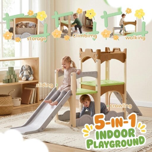 AIYAPLAY 5 in 1 Kids Indoor Playset with Climbing Wall for 3-6 Years