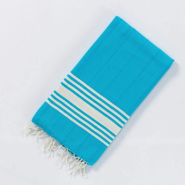 Cotton and Olive Indigo Cotton Hammam Towel, Hand-Loomed | Turquoise | SECONDS