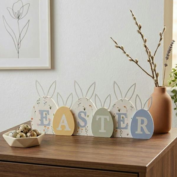 Garden Greatness Springtime Bunny Ears Easter Mantel Plaque