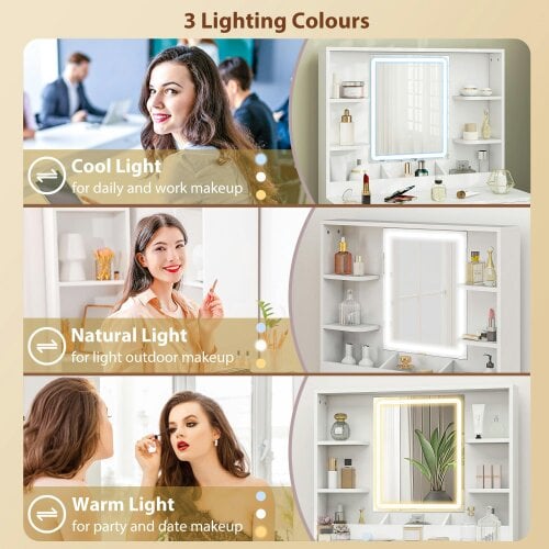 Wyld Haus Dididi White Elegant Dressing Table With LED Mirror