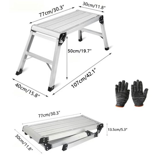 Havendro 150kg Folding Aluminium Step Ladder Stool Work Platform Up Bench Lightweight