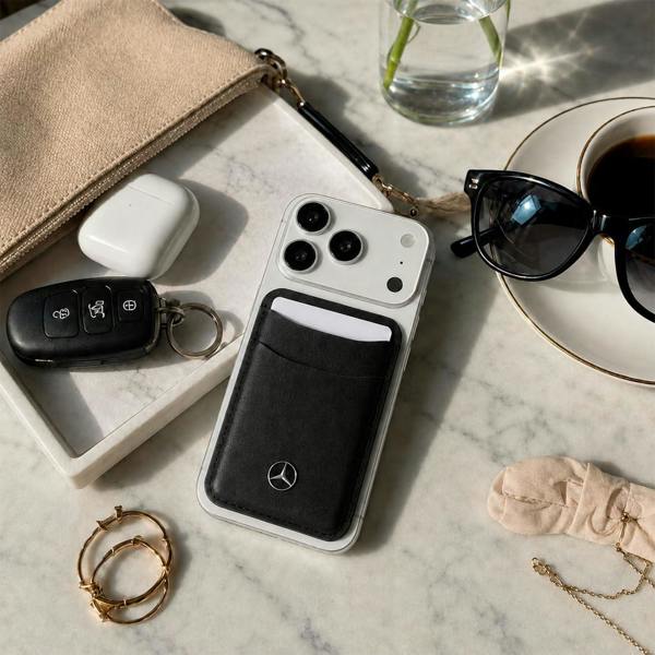 Mercedes Benz Leather Magnetic Card Holder Black - MECSMPUDCSK