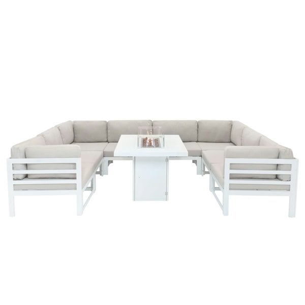 Jardi Modular Garden Furniture Set With Fire Pit - White