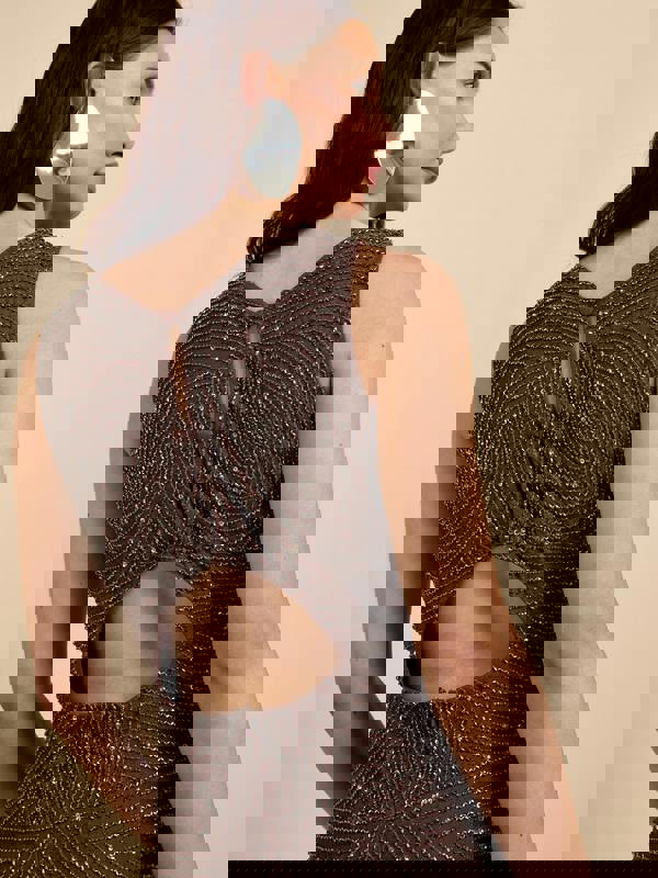 GWD Raine Embellished Sleeveless Brown Maxi Dress