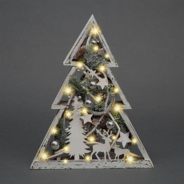 43cm Christmas Tree Wooden LED Frame Centrepiece Decoration with Warm White Lights image 4