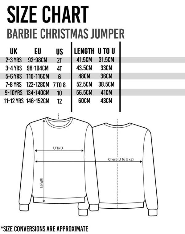 Barbie Girls Pink Barbie Logo Christmas Jumper