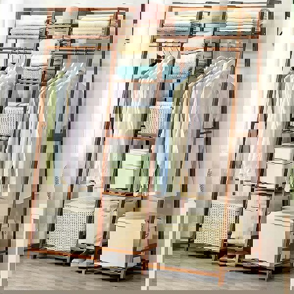 Living and Home Multi-Functional Clothes Hanging Rack Coat Garment Rack 7 Tier Storage Shelf