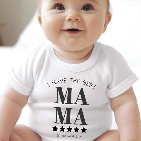 Aye Do Gifts Personalised Best Mama Baby Grow, Vest or Bib with Name
