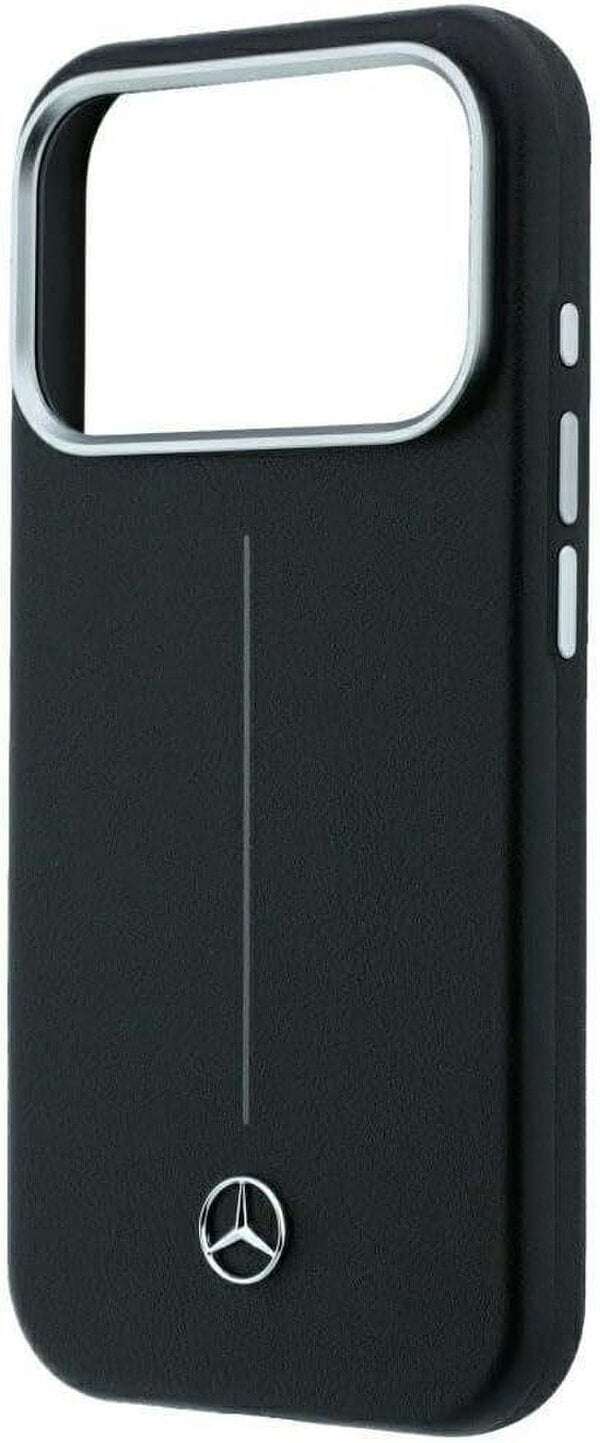 Mercedes Leather Semi Wrap Iconic Line Case with MagSafe for iPhone 17/18 Pro Max 6.9" Black - MEHMP18X25PFWSTK