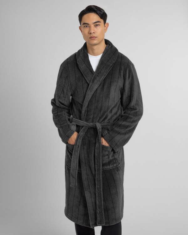 Steel & Jelly Portland - Striped Supersoft Fleece Dressing Gown