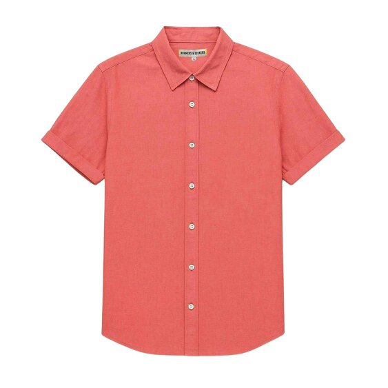 Roamers Mens Plain Collared Shirt - Coral