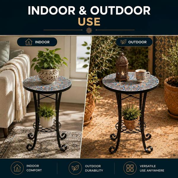 35cm Cairo Mosaic Plant Stand/Side Table image 5