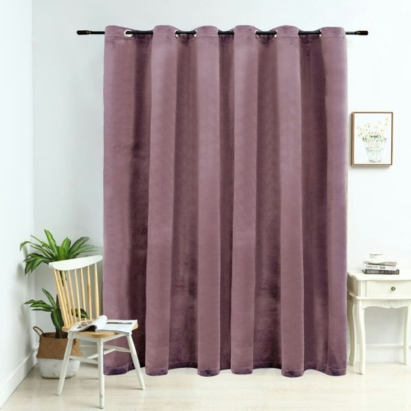 Berkfield Blackout Curtain with Metal Rings Velvet Antique Pink 290x245 cm
