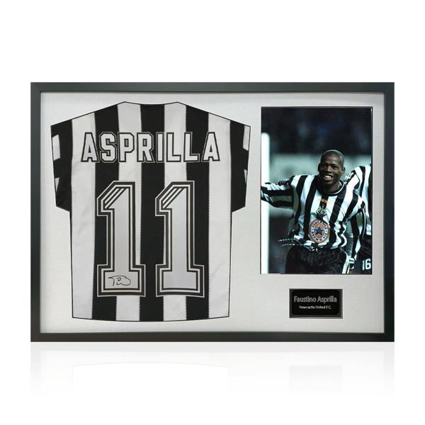 Faustino Asprilla Signed Newcastle United Shirt Classic Frame.
