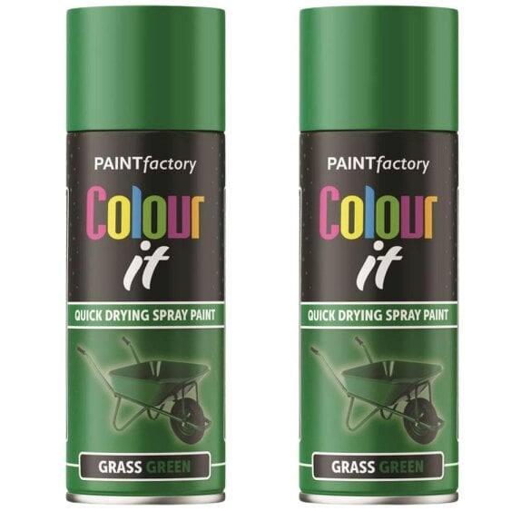 Paint Factory 2X  Grass Green Gloss Spray Paint 400ml.