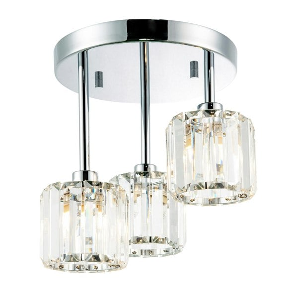 Modern Triple Level Chrome Ceiling Light with K9 Crystal Glass Shades Image 1