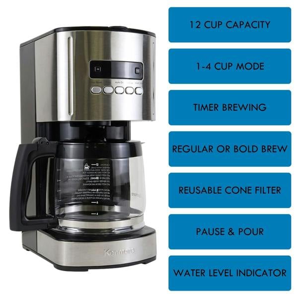 Kenmore Coffee Maker 12-Cup Filter Coffee Machine 1.8L Programmable Timer Drip Coffee Machine Black