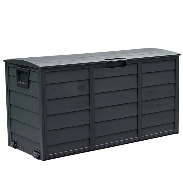 Gr8 Garden 300L Black Plastic Garden Storage Box with Lid for Cushions & Tools