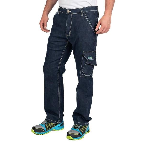Goodyear Mens Denim Stretch Cargo Trousers - Navy - 