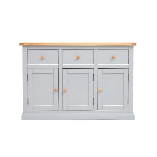 Loreo Light Grey 3 Drawer 3 Door Sideboard Wood Knob